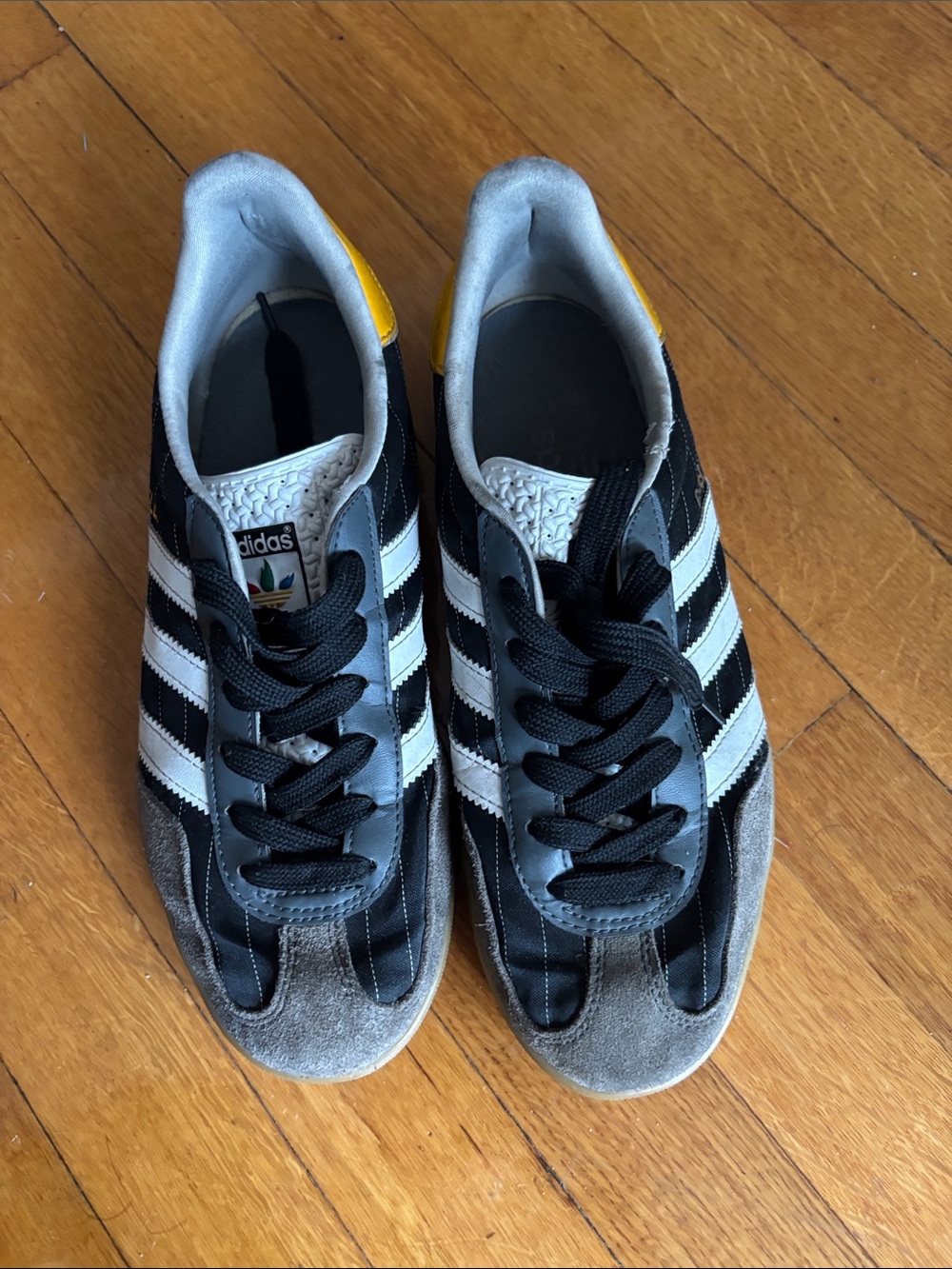 adidas Men's Black, White & Yellow Retro Sneakers